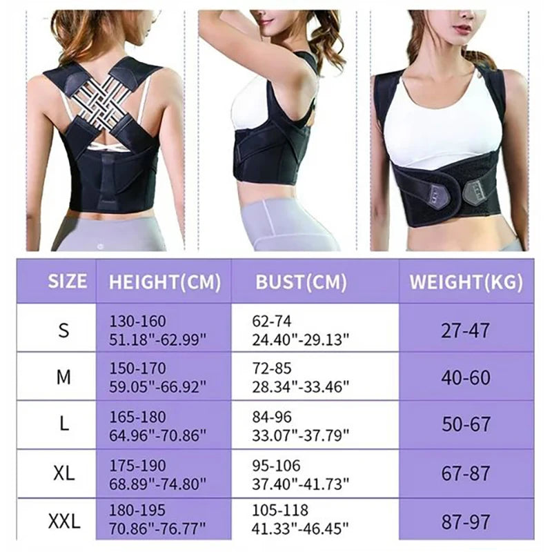 Back Brace Posture Corrector for Women and Men, Shoulder Straightener Adjustable Full Back Support Upper and Lower